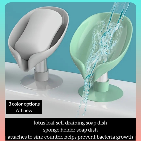 5/25 lotus leaf self draining soap dish sponge holder helps prevent bacteria new - Picture 1 of 13